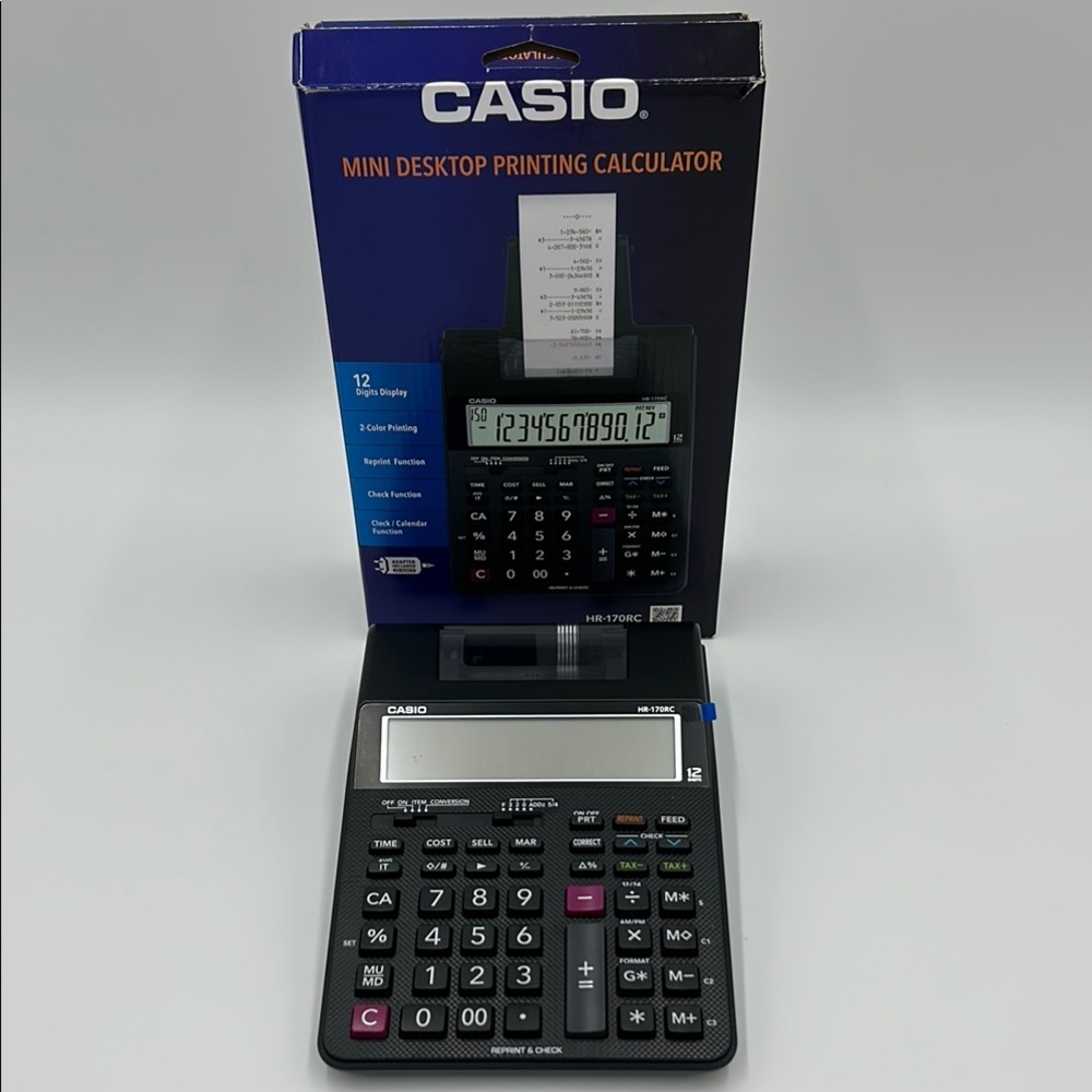 Casio HR-170RC Mini Desktop Printing Calculator Black Office Business New